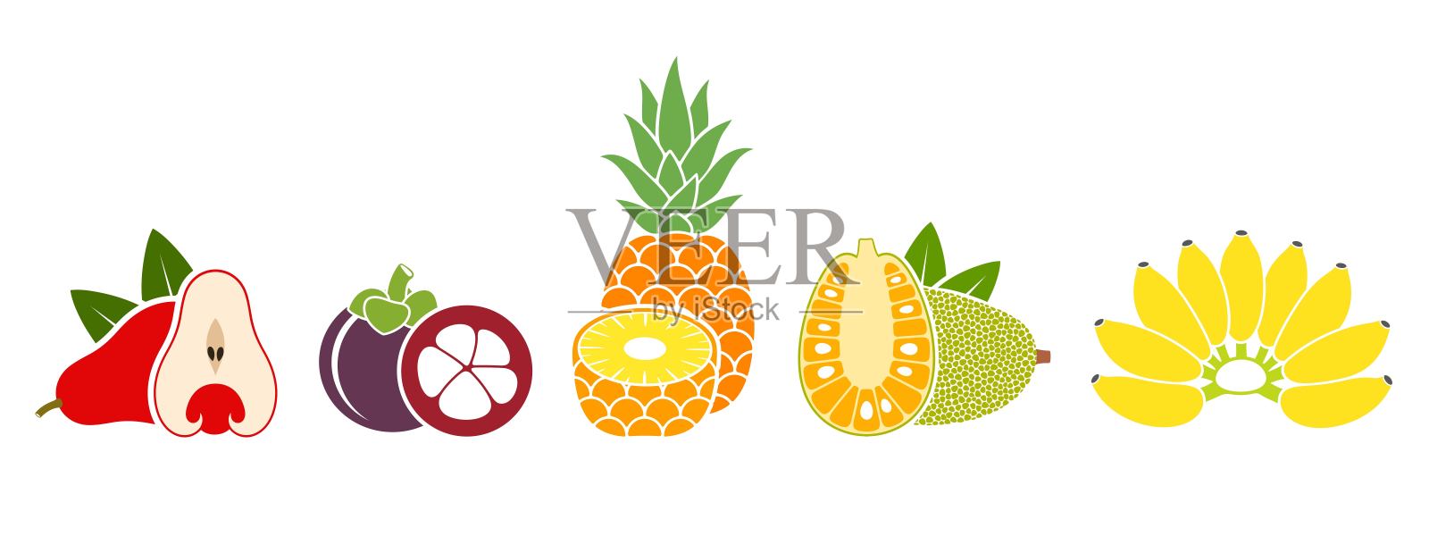 水果logo，白色背景上的独立水果插画图片素材