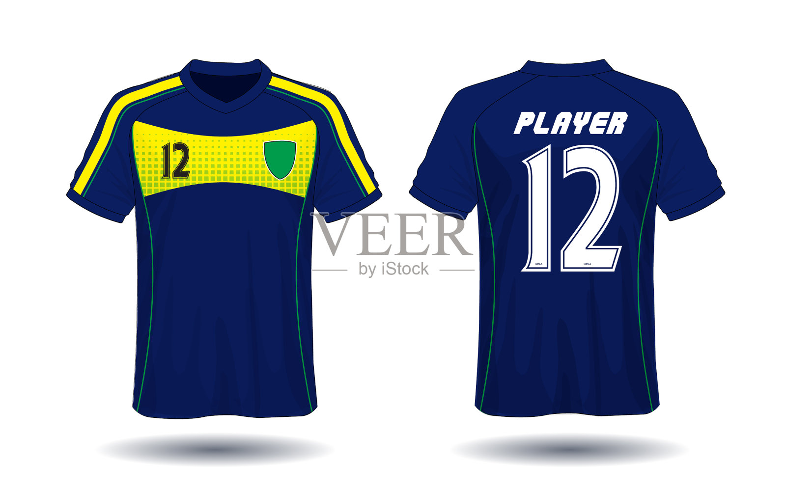 足球球衣模板。运动t恤设计。插画图片素材