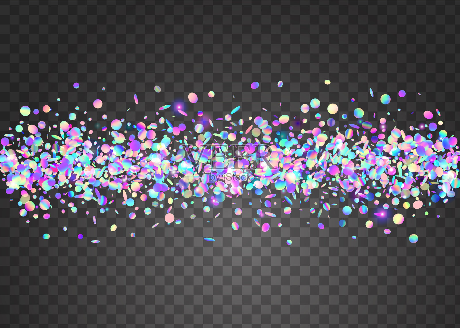 全息蛇形。蓝色快乐亮片。彩虹效果。下降的丝带。迪斯科的概念。嘉年华会破裂。克丽丝特尔横幅。激光生日模板。粉红色全息蛇纹插画图片素材