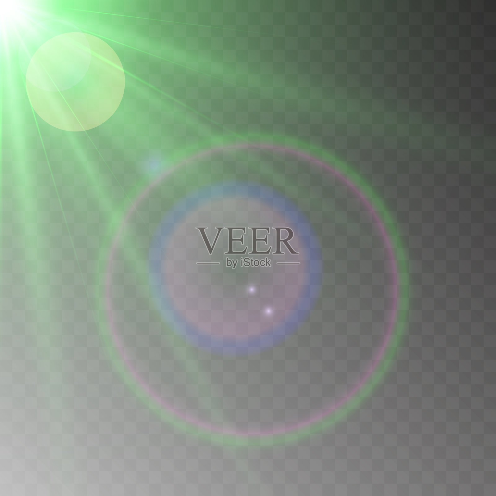 背景是一束光或光束矢量。它的特点是一个抽象的金色光，像聚光灯一样闪烁，金色的阳光在透明的背景上闪闪发光。插画图片素材