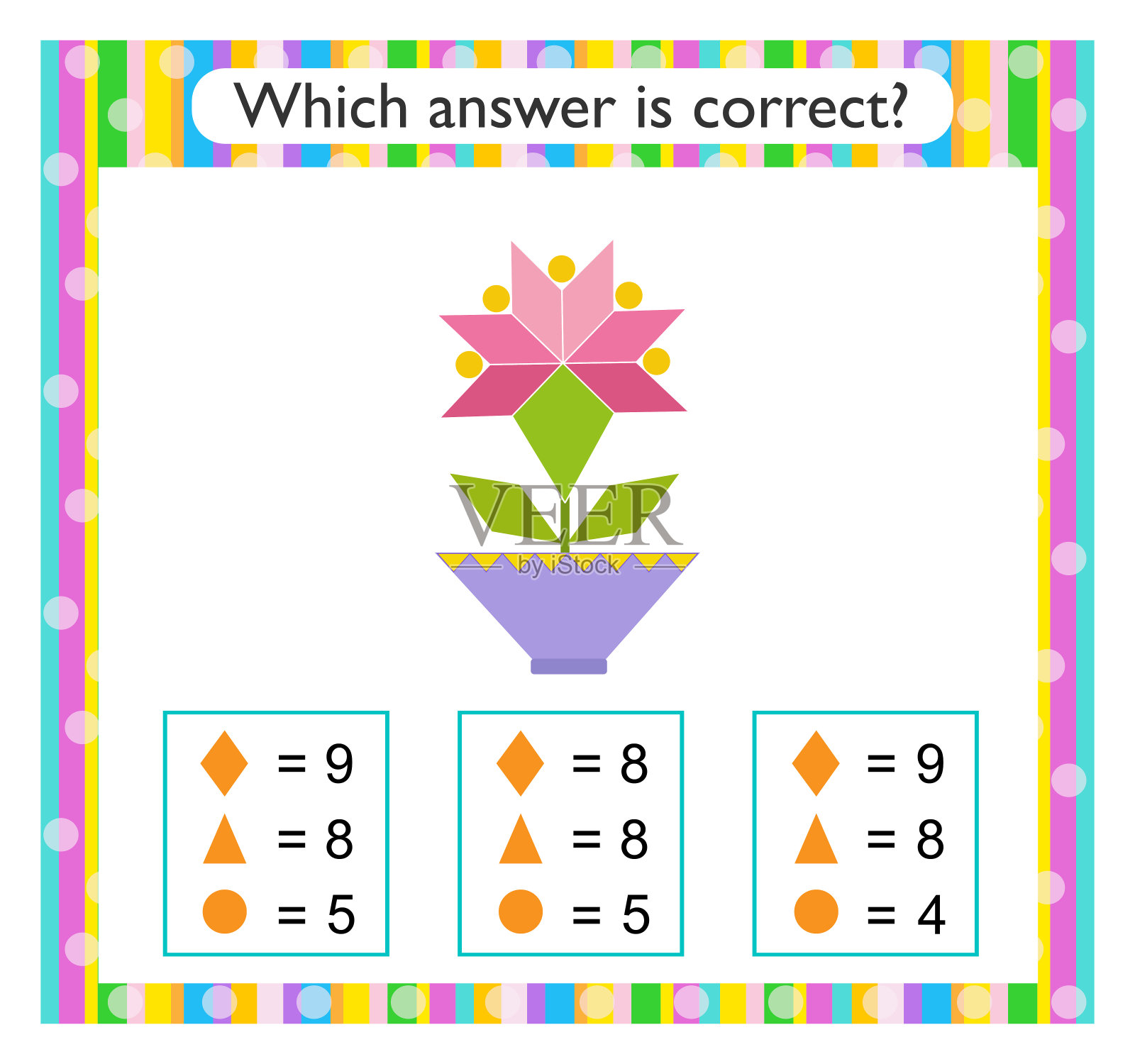 孩子们的数学活动。找出正确的答案。插画图片素材