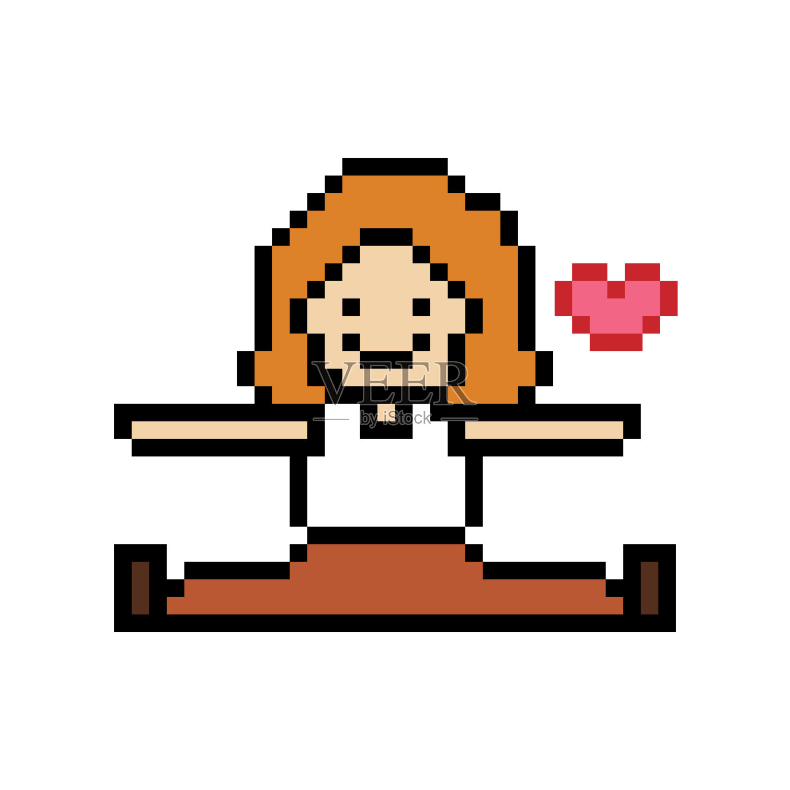 可爱的像素卡通8位人物女人女士有氧瑜伽练习训练生活方式拉伸装饰生活方式8位女女孩健身房瑜伽健身温暖的游戏向量。插画图片素材