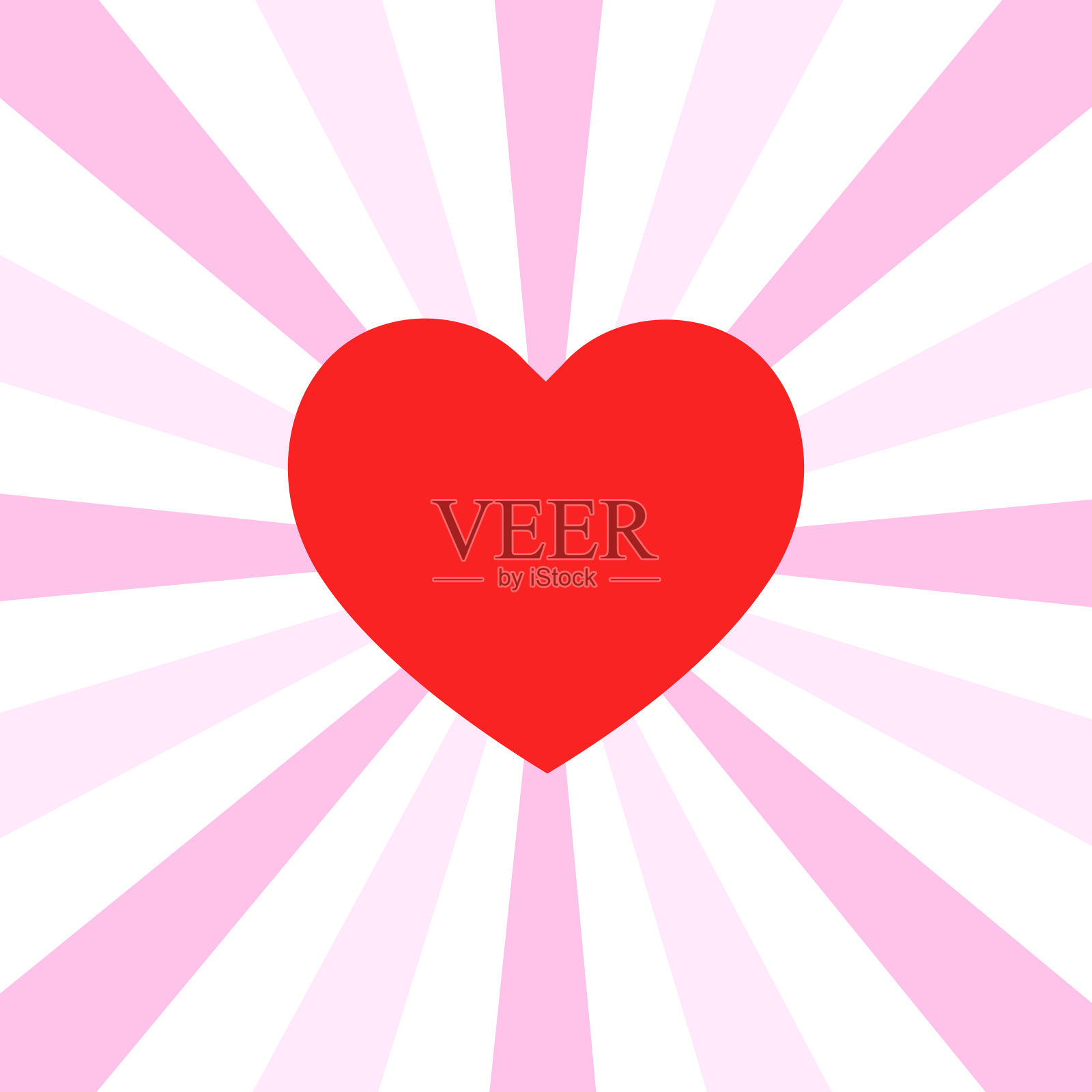 闪亮的情人节心。太阳光束背景插画图片素材