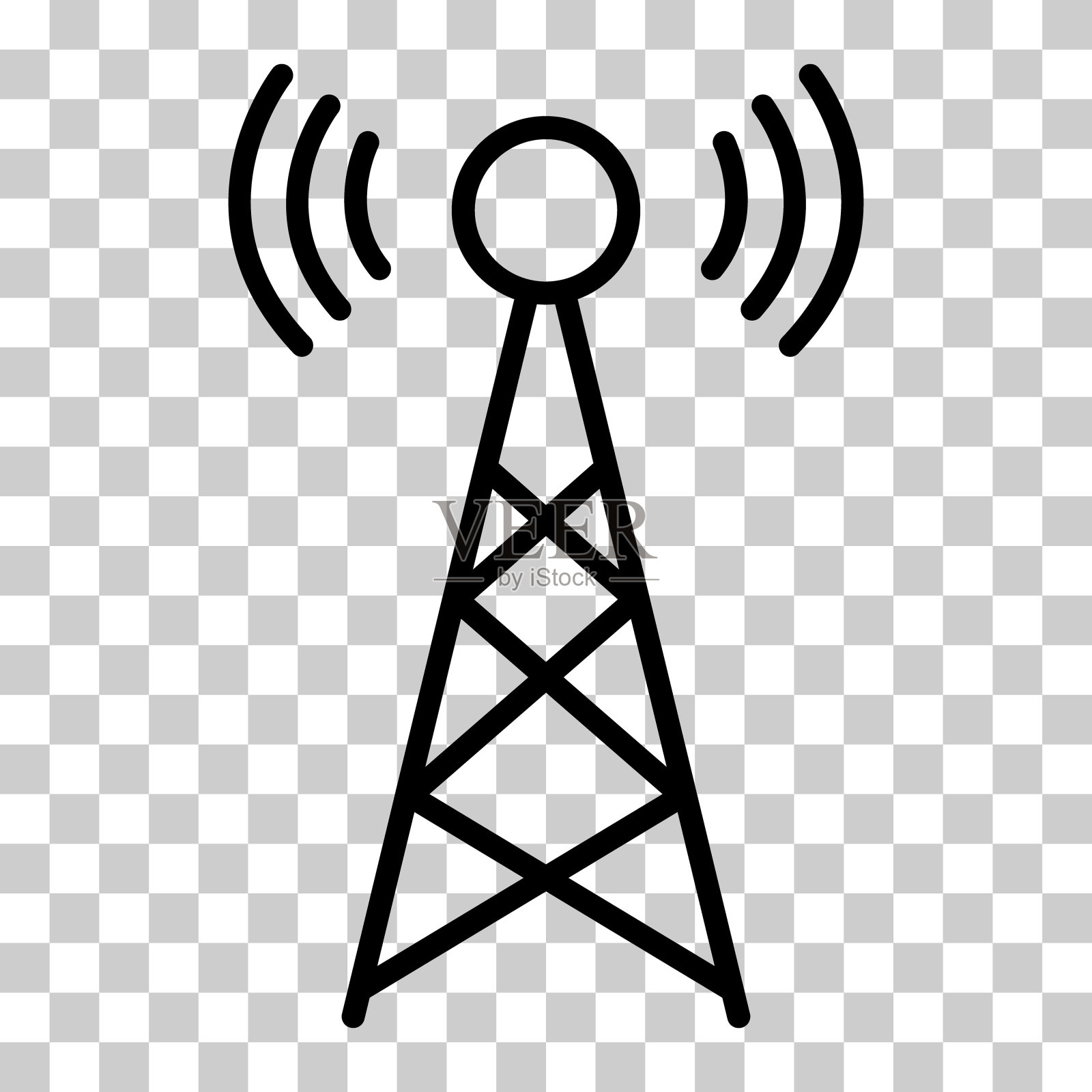 信号塔图标，无线技术网络标志，天线波无线电矢量插图插画图片素材