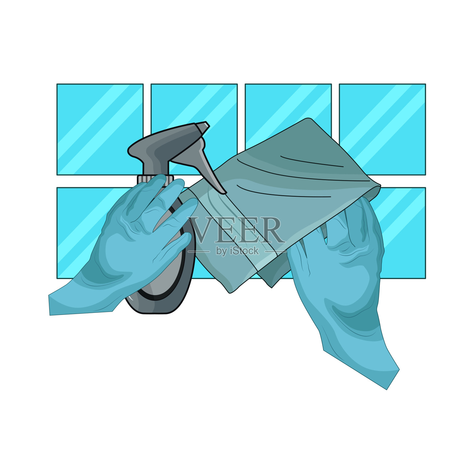 清洗窗户插画图片素材