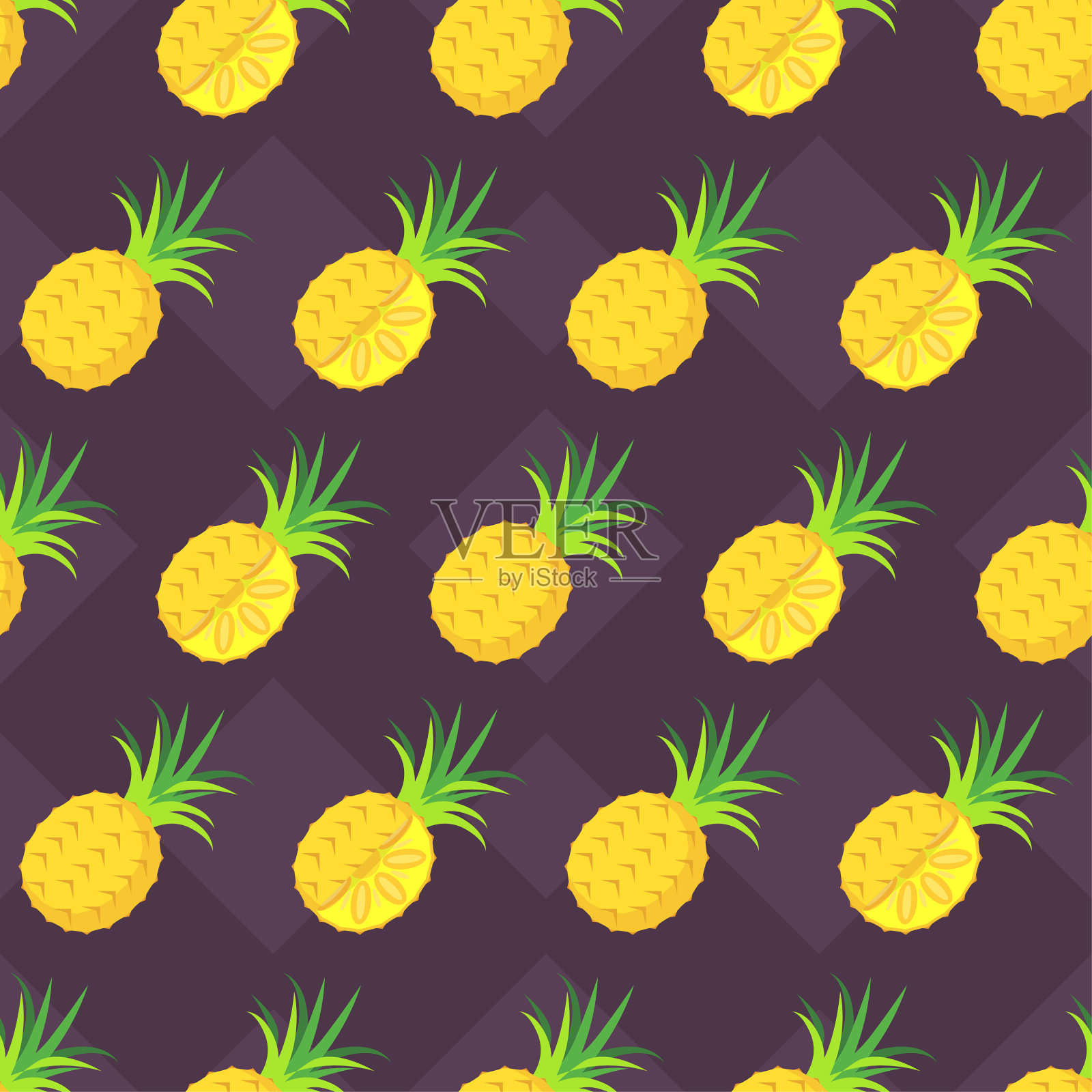 无缝图案抽象元素水果食物菠萝矢量设计风格背景插图纹理印刷品纺织品，服装，礼品包装，壁纸，粉彩插画图片素材