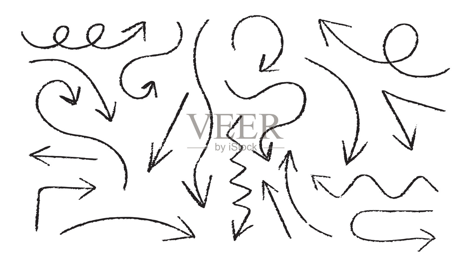 手绘画笔矢量箭头插画图片素材