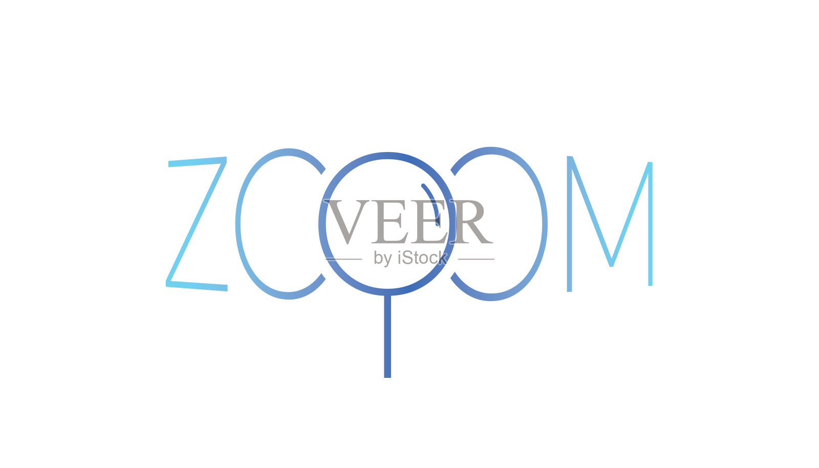 鱼眼变焦和放大镜符号在白色背景。缩放字插画图片素材