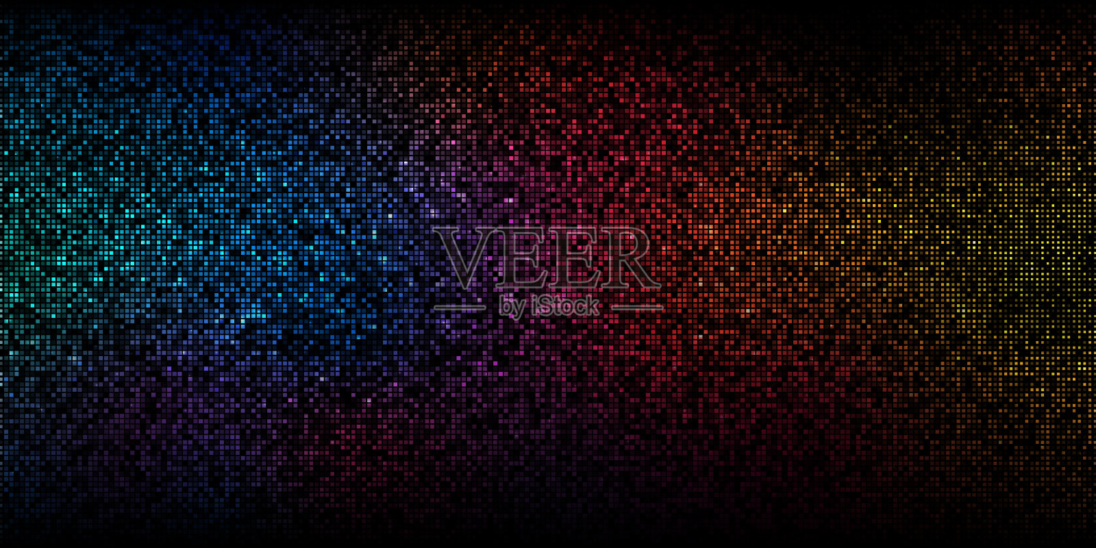 充满活力的彩虹梯度马赛克网格背景。闪闪发光的多色抽象光迪斯科方形像素马赛克插画图片素材