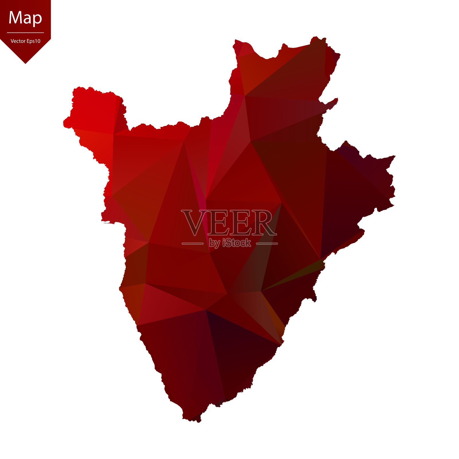 地图布隆迪-红色几何皱巴巴的三角形，多边形的设计为您。插画图片素材