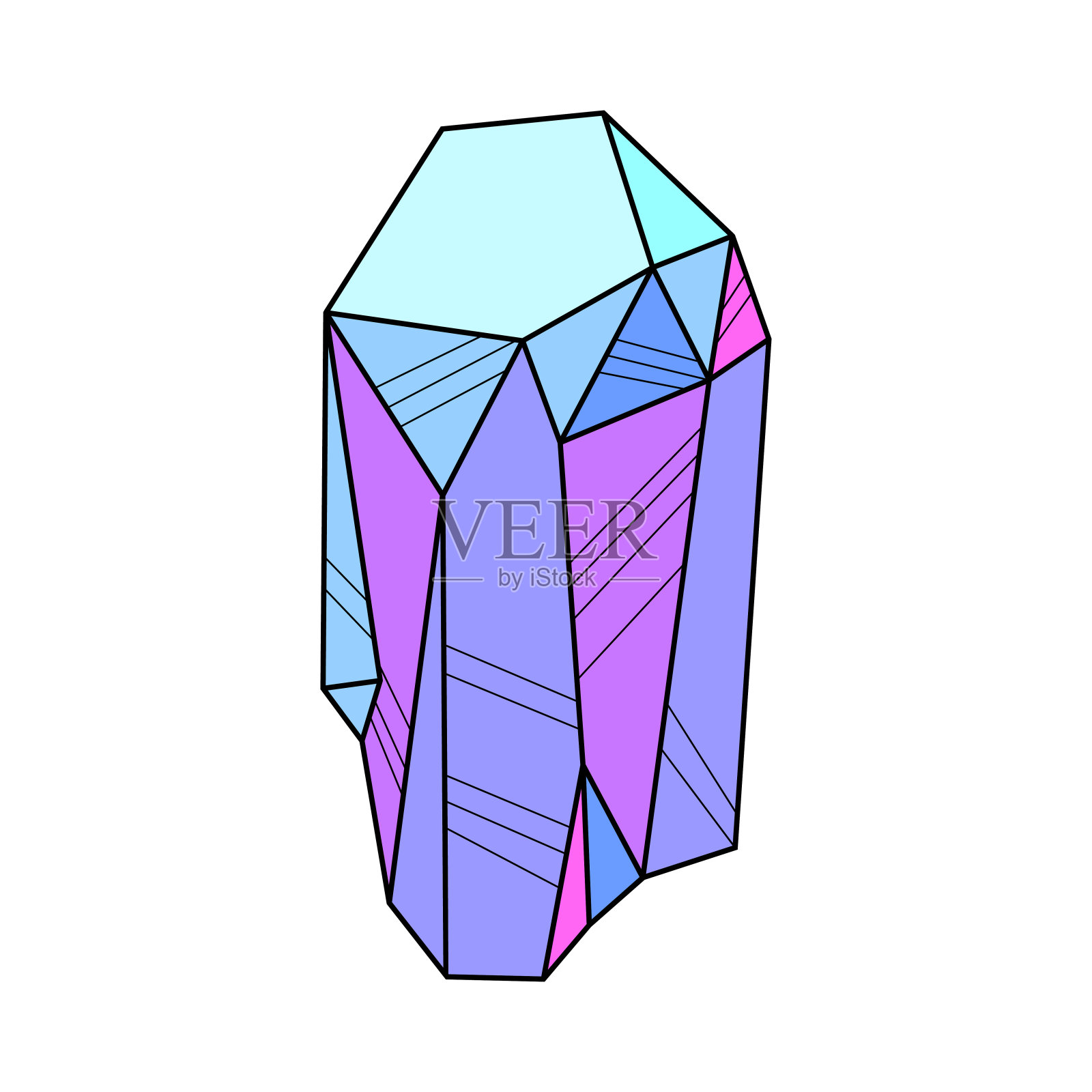 水晶或矿物的插图。珠宝，贵重或半贵重的宝石。插画图片素材