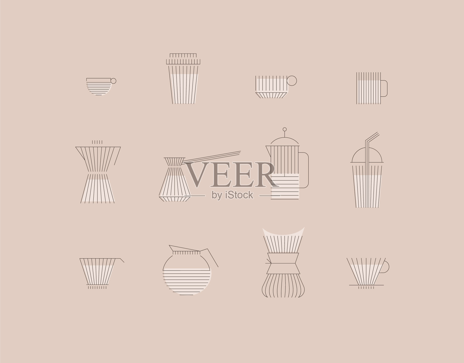 咖啡线性艺术图标插画图片素材