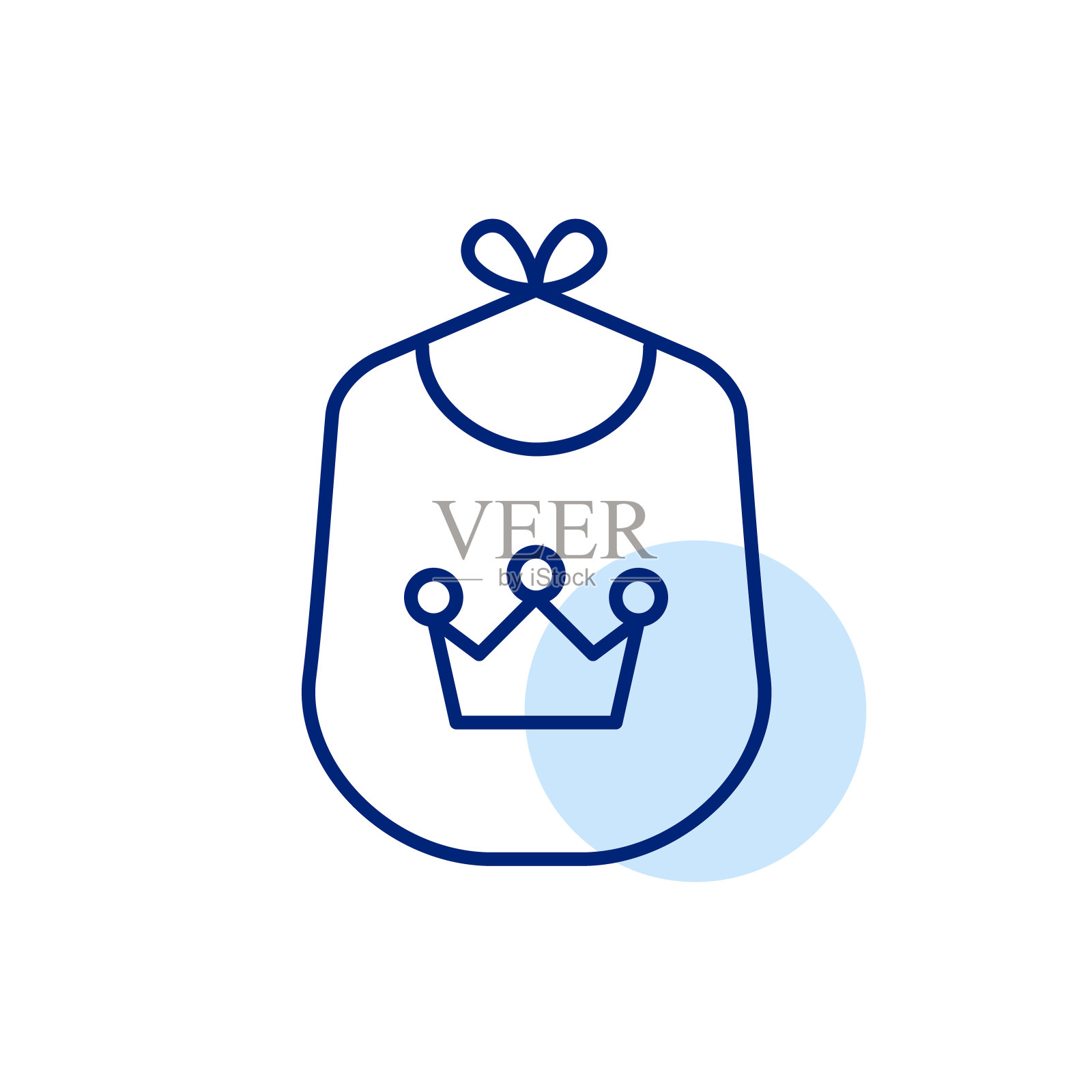 戴着王冠的婴儿围嘴。用爱和关怀喂养婴儿。像素完美，可编辑的笔画图标插画图片素材