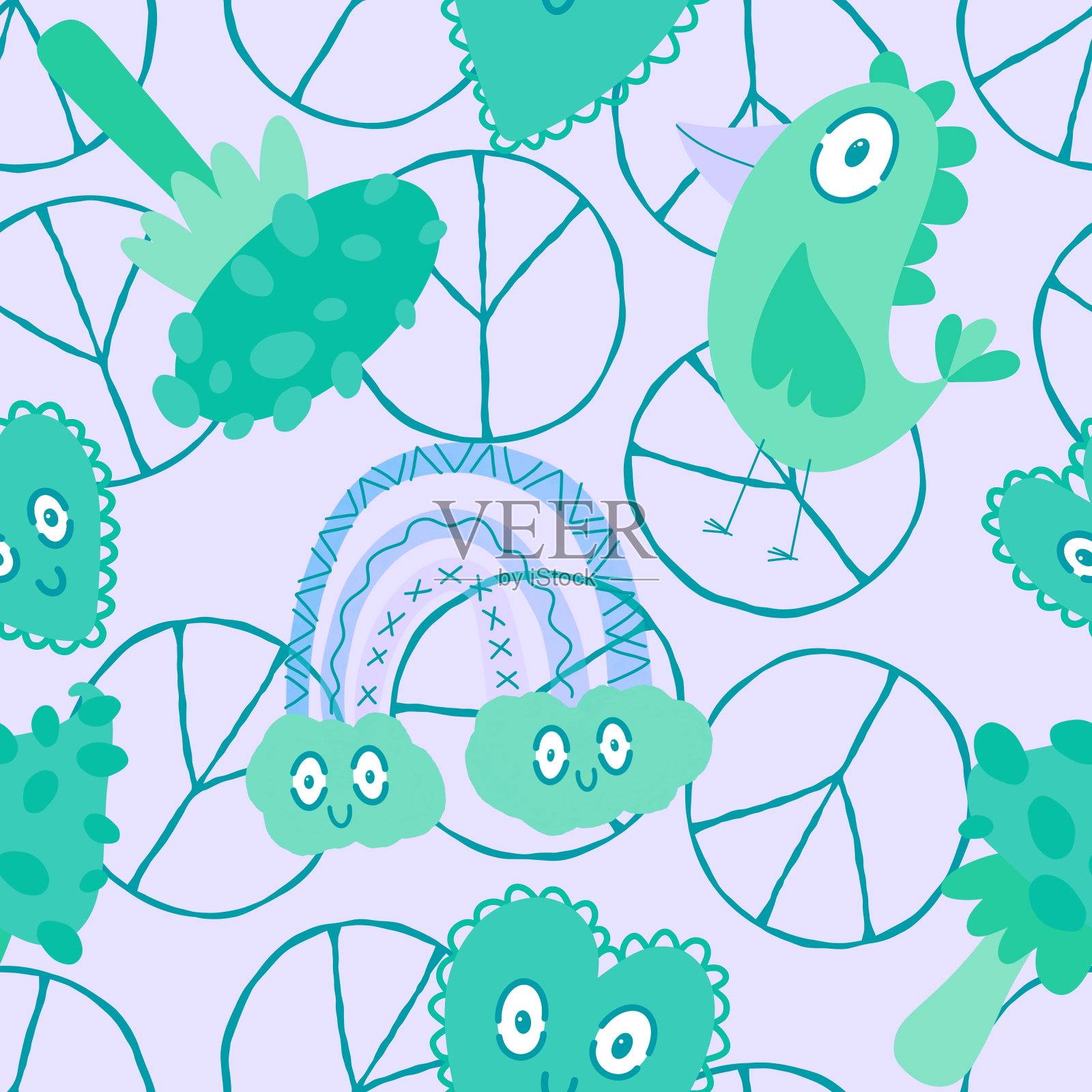 蘑菇无缝图案用于包装纸和织物及包装插画图片素材