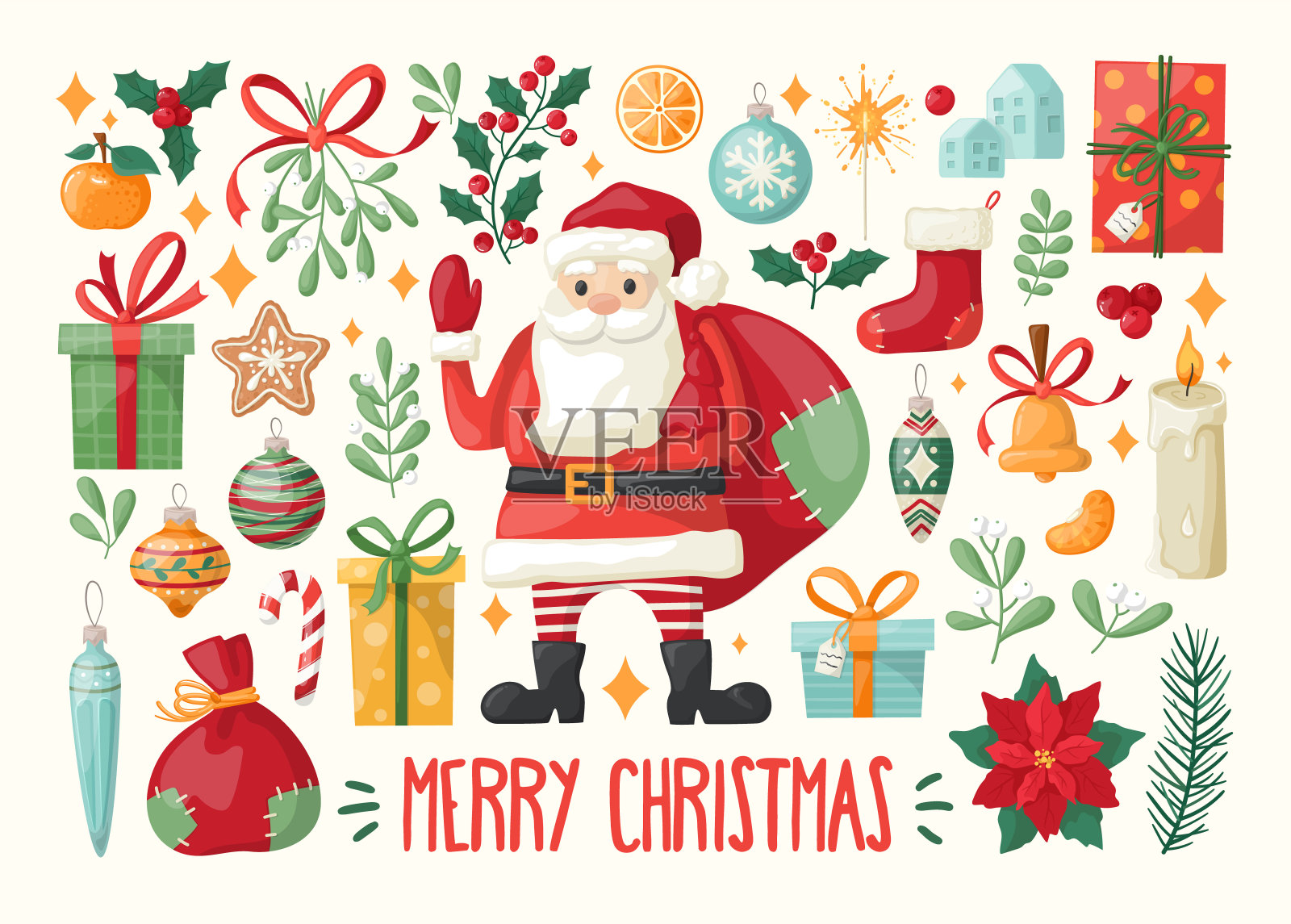 圣诞老人的圣诞套装插画图片素材