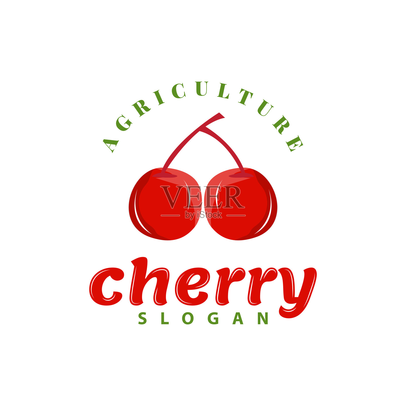 红莓水果花园植物剪影设计模板樱桃标志矢量插图插画图片素材