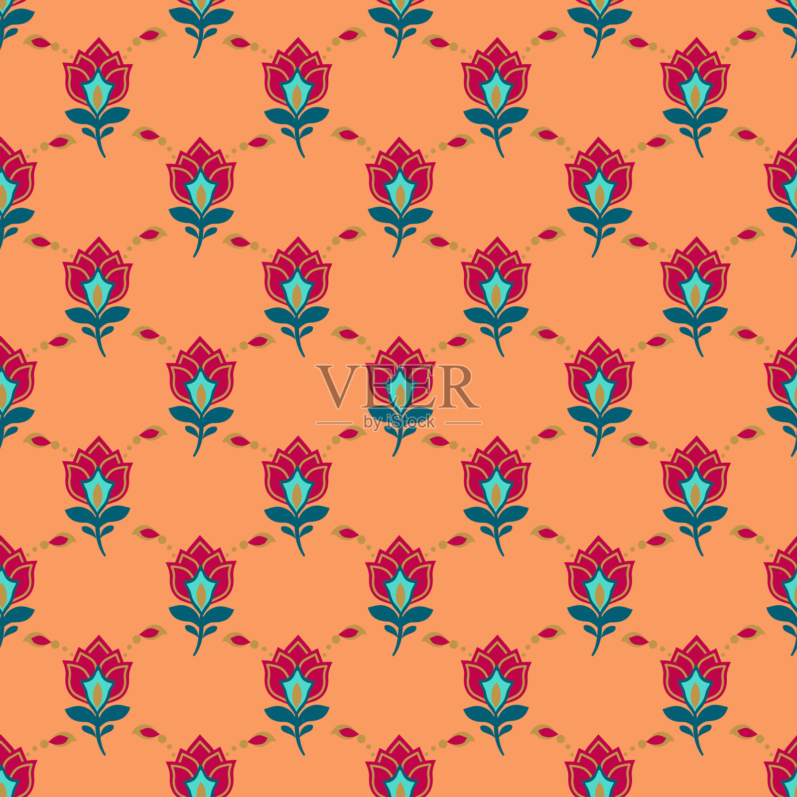 花卉节奏无缝图案插画图片素材