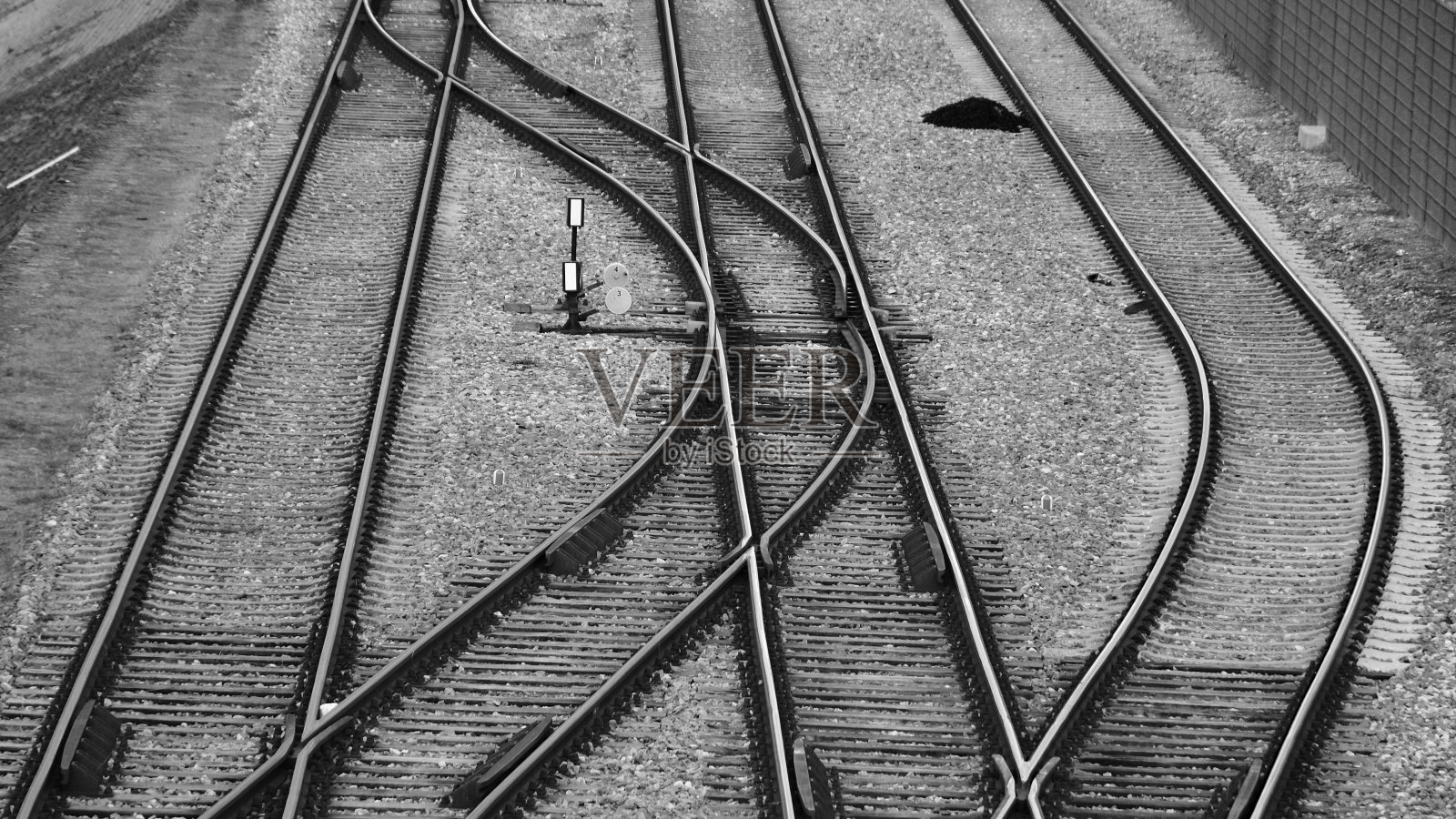铁路轨道的高角度视图照片摄影图片