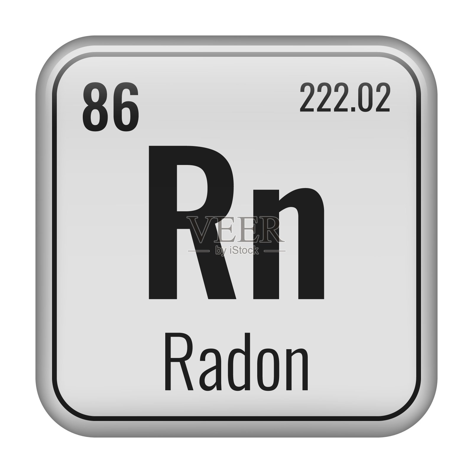 氡的象征。元素周期表中的化学元素。矢量插图隔离在白色背景上。玻璃的迹象。插画图片素材