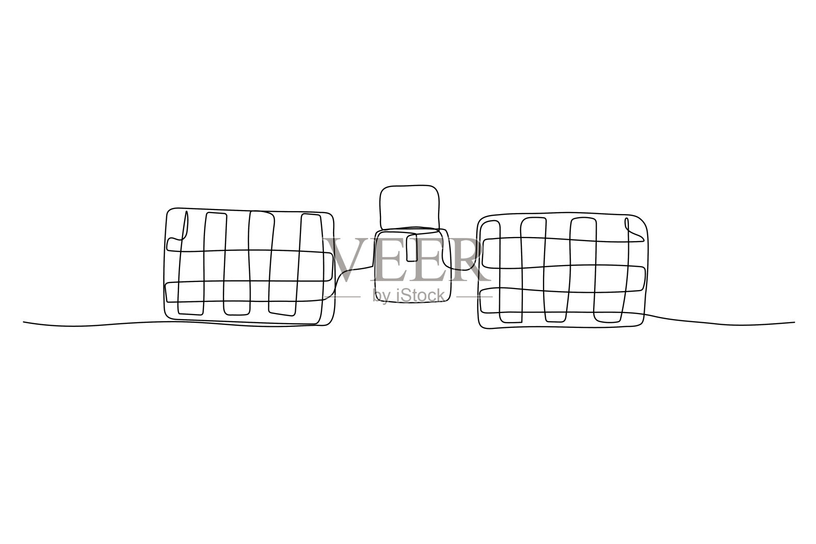 外太空卫星单线抽象图。简单手绘插图插画图片素材