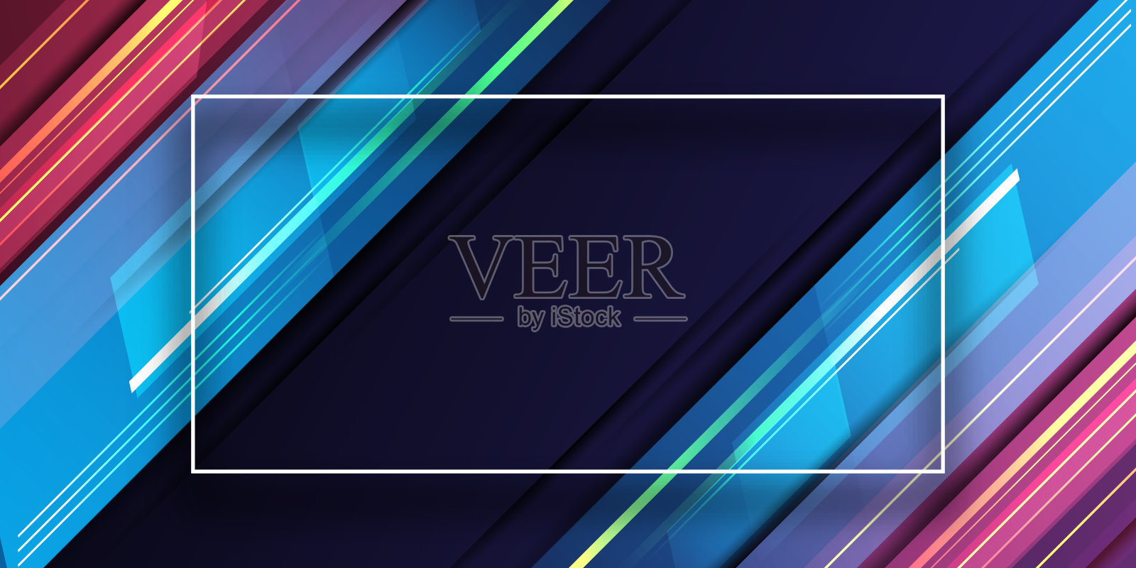 现代技术未来的背景条纹线与灯光效果在深蓝背景插画图片素材