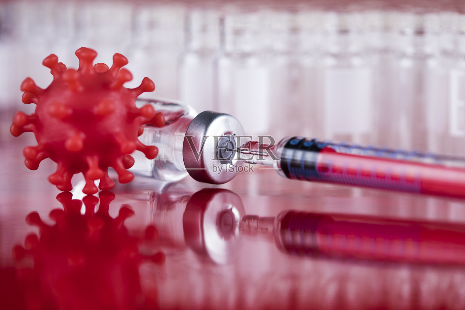 关闭注射疫苗的注射器照片摄影图片