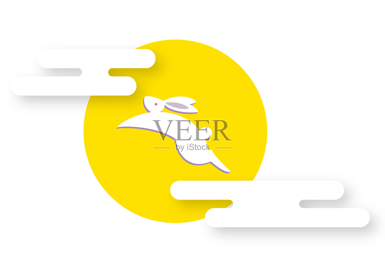 日本传统认为兔子住在月亮上插画图片素材