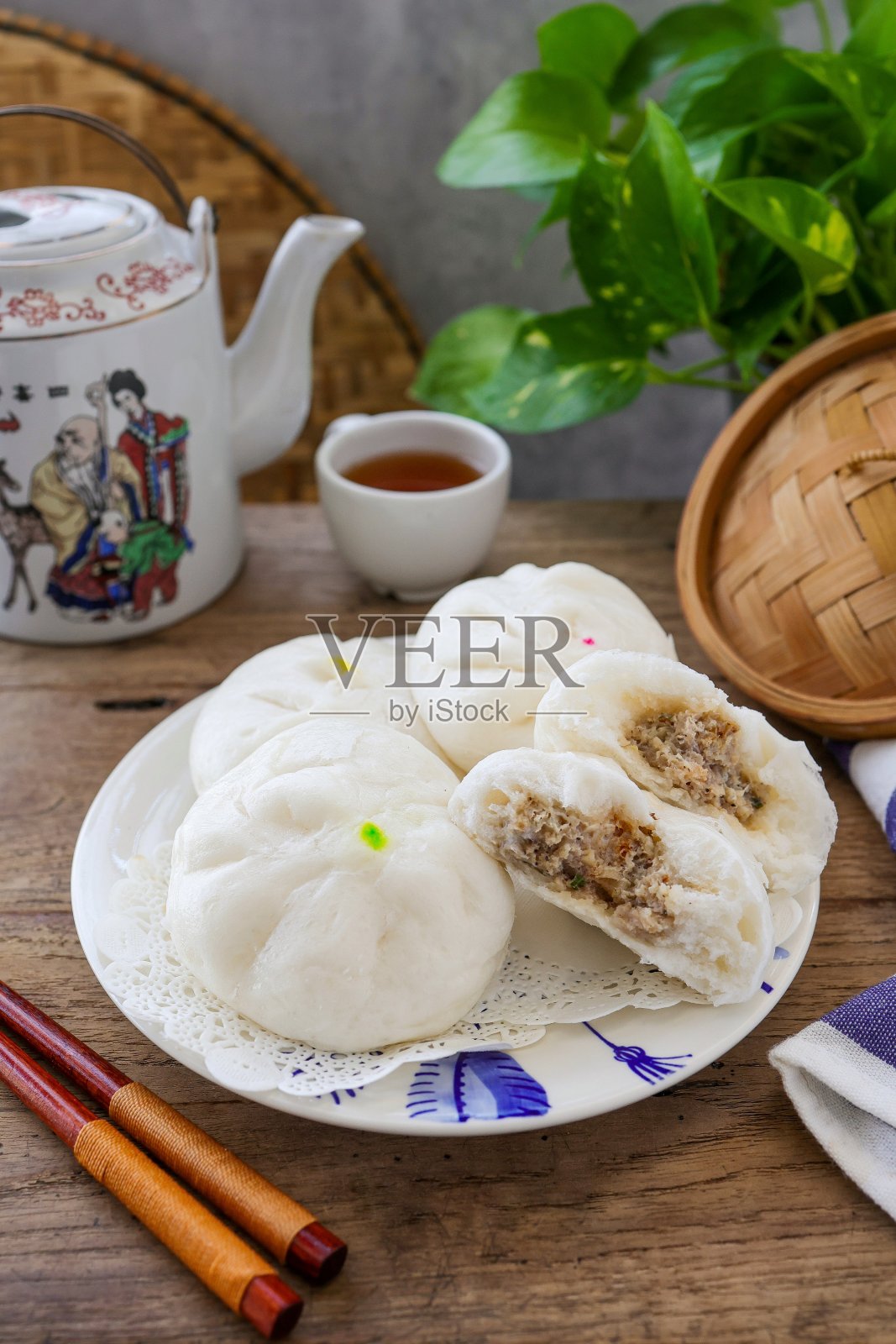 蒸包，蒸饺，包子，泰国语叫sarapao，照片摄影图片