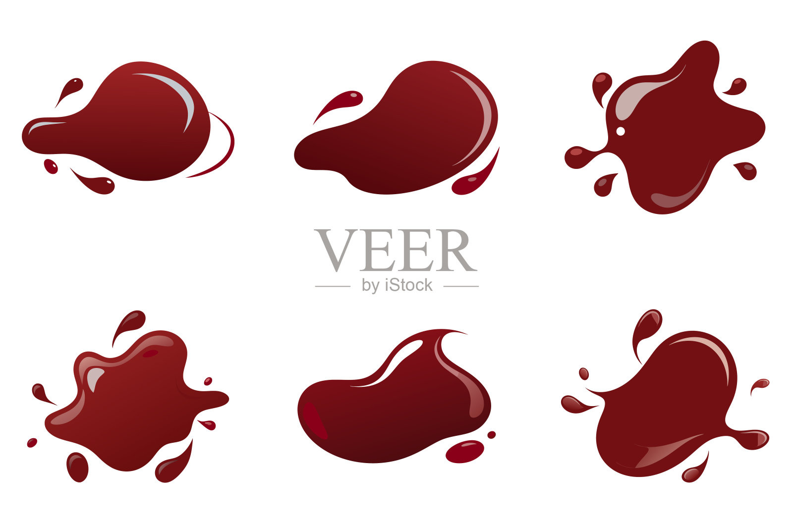 白色背景上的一组黑点和飞溅的水滴。插画图片素材