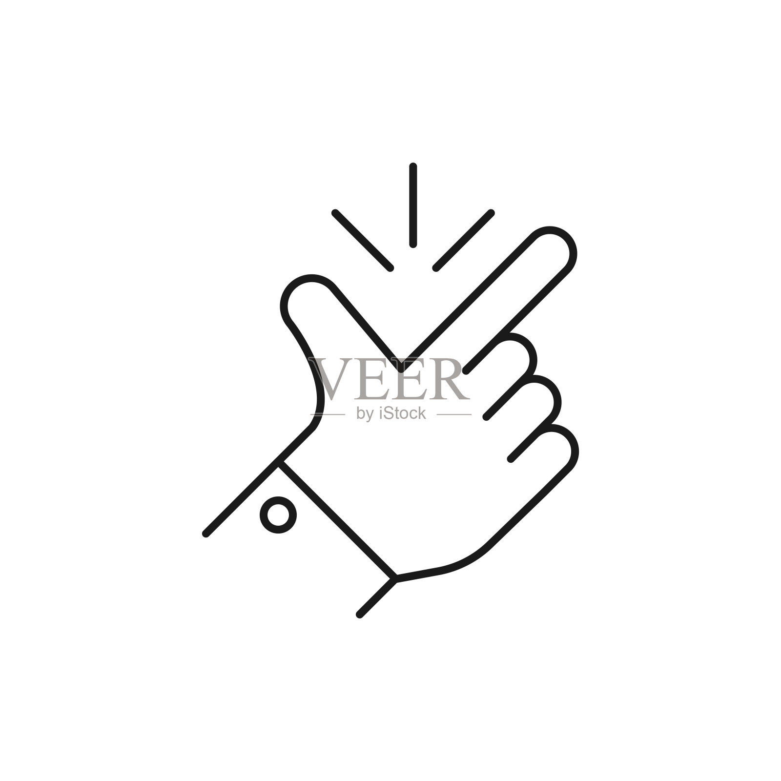 细线扣手指像简单的标志。女性或男性的概念使弹指和流行的手势。线性抽象趋势，简洁的标志平面设计，孤立在白色背景上插画图片素材