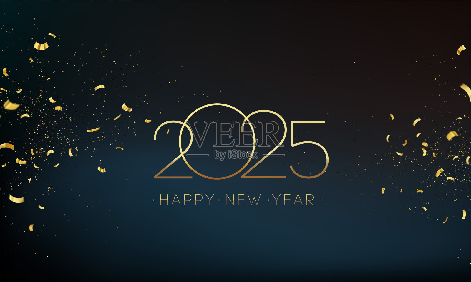 2025新年抽象亮色金色设计元素插画图片素材