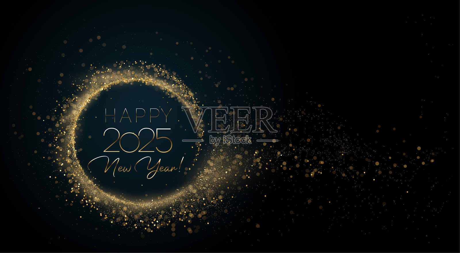 2025新年抽象亮色金色波浪设计元素插画图片素材