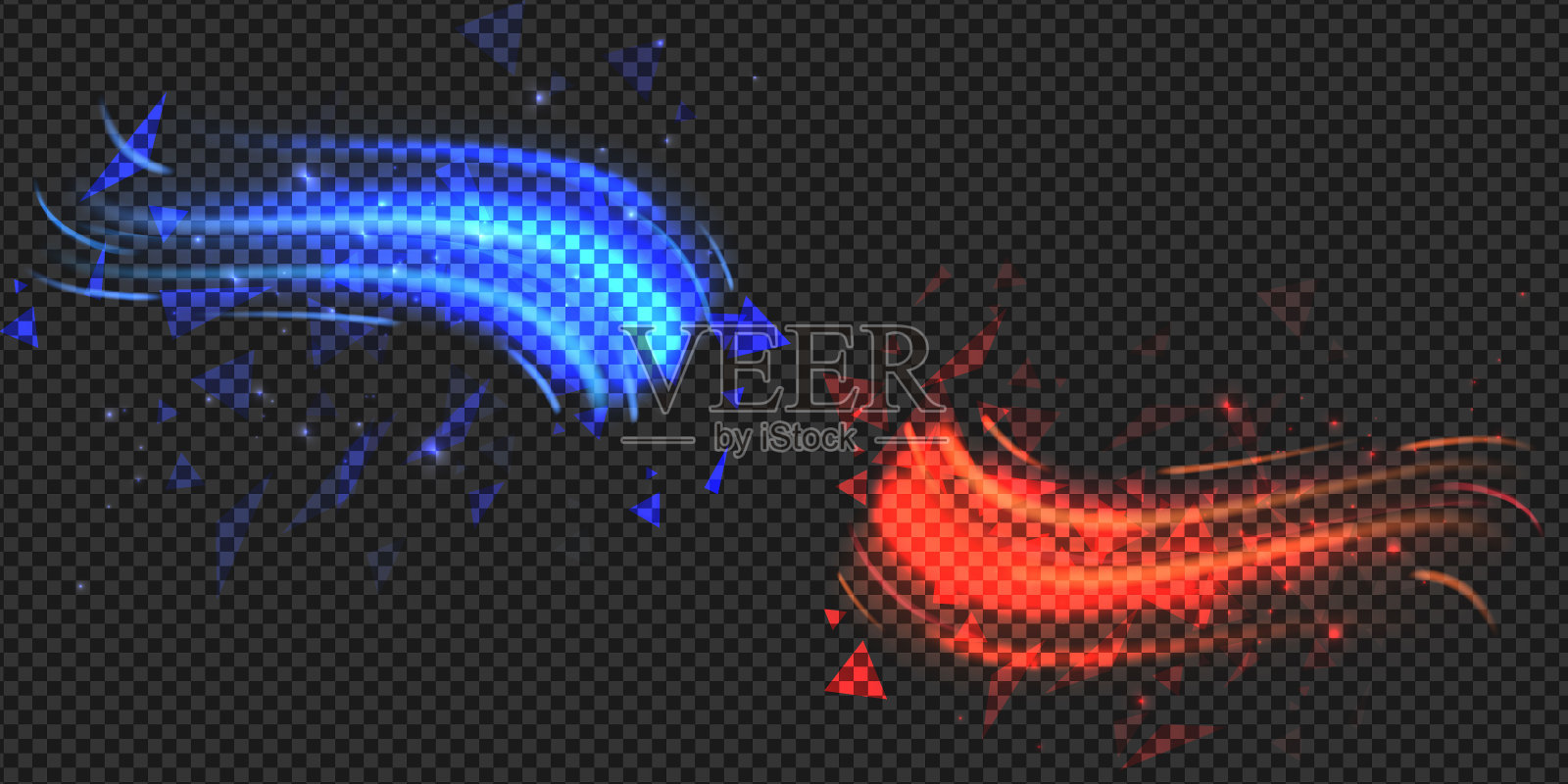 矢量插图。透明的背景与极光灯和三角形元素。设计墙纸，横幅，明信片。插画图片素材