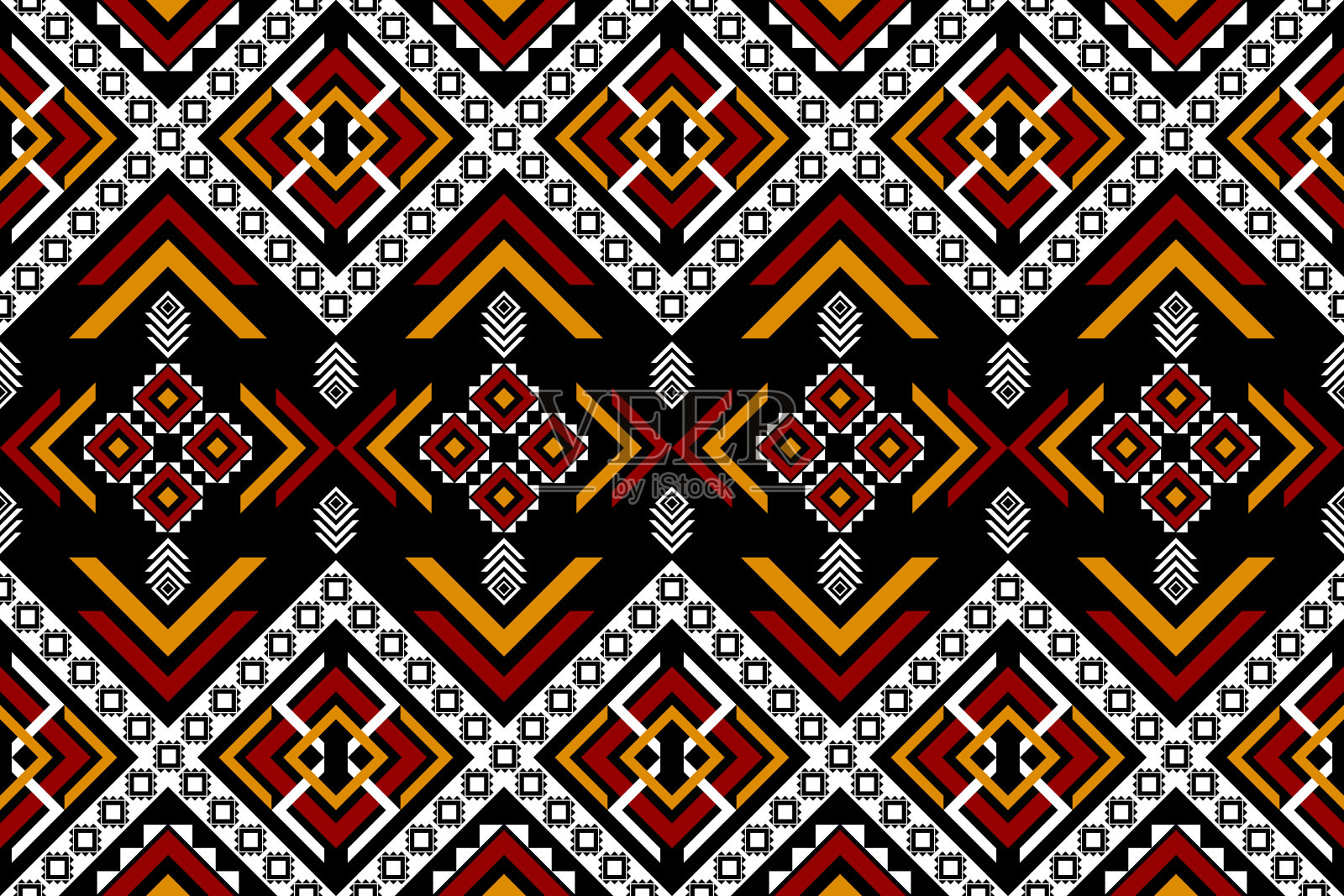 部落中的几何民族无缝图案。美丽的阿兹特克图案艺术。插画图片素材
