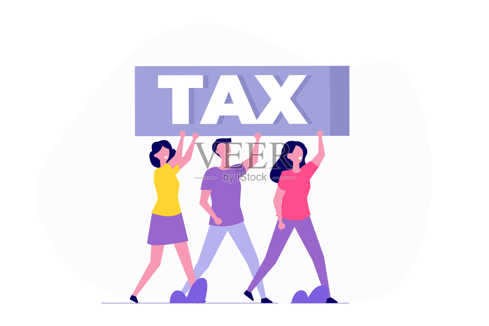 债务或税收负担。持有税收的商人。矢量插图。插画图片素材