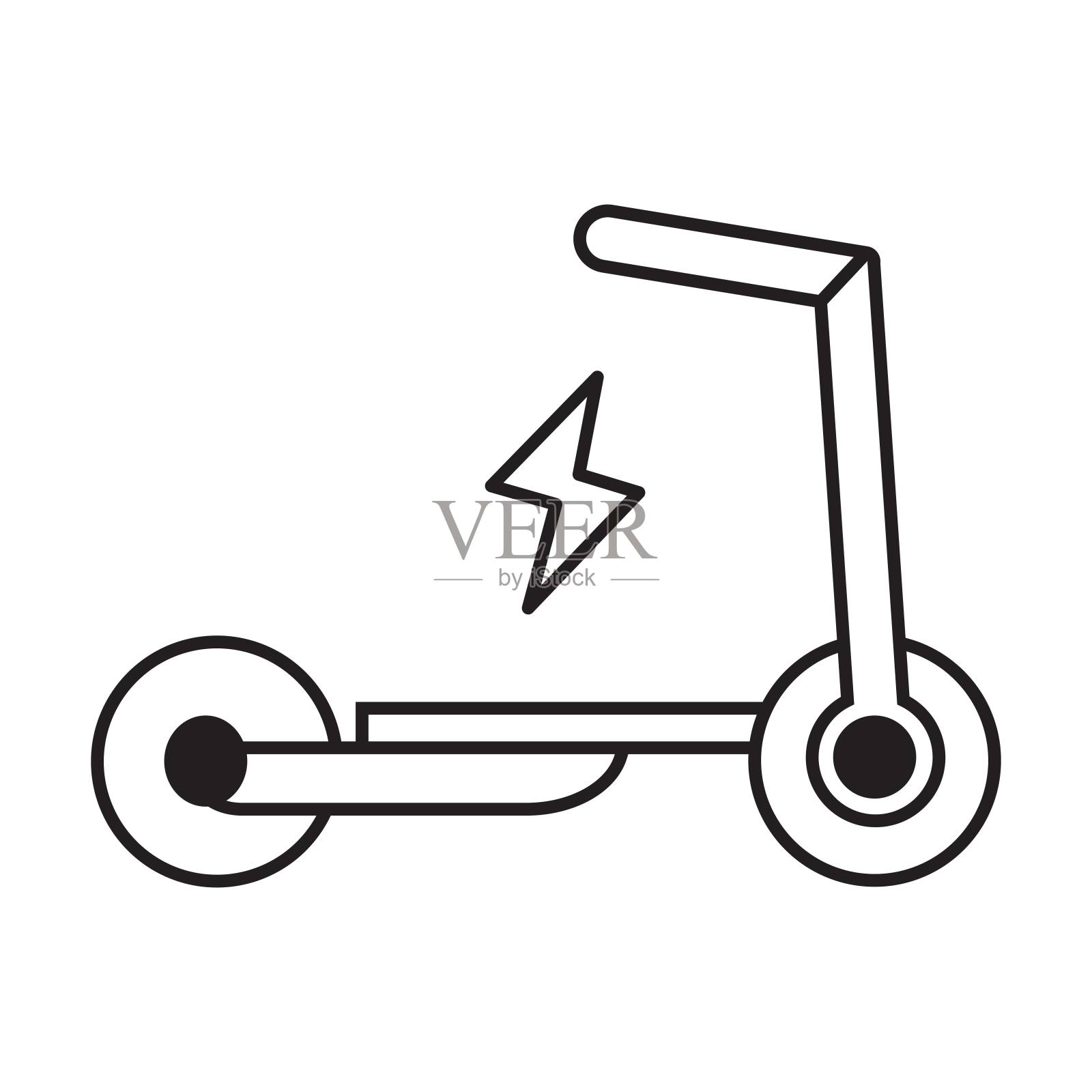 电动滑板车图标矢量在白色背景插画图片素材