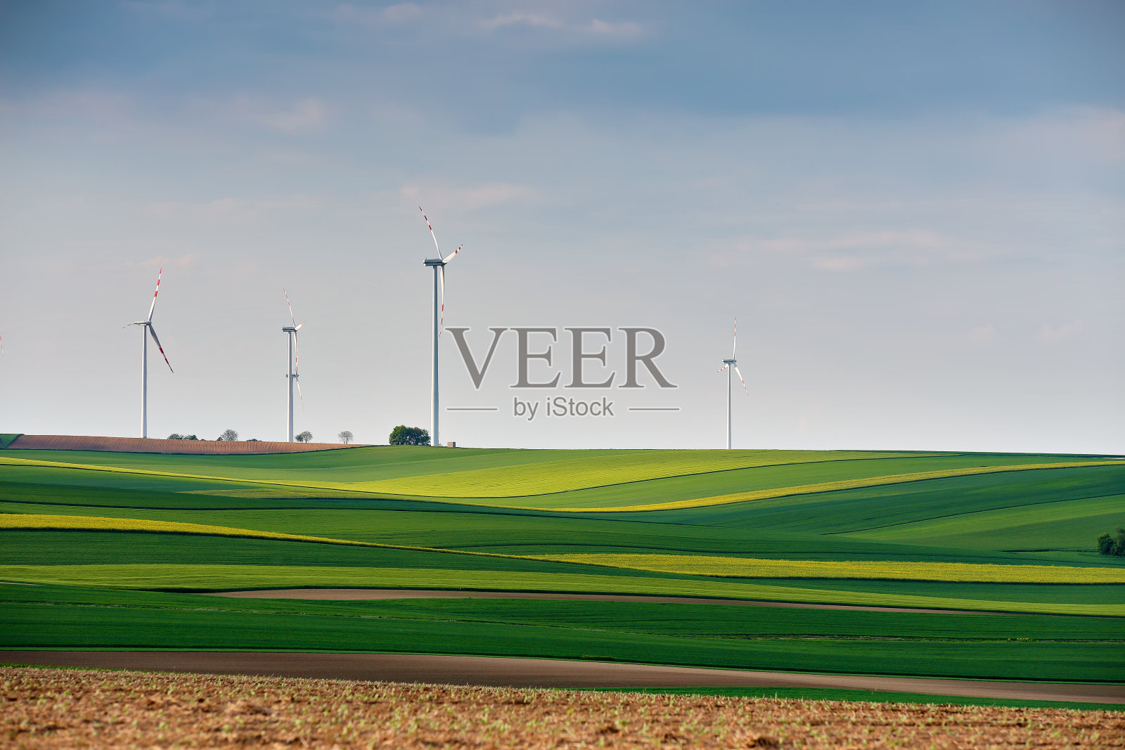 天空映衬下的农田风景照片摄影图片