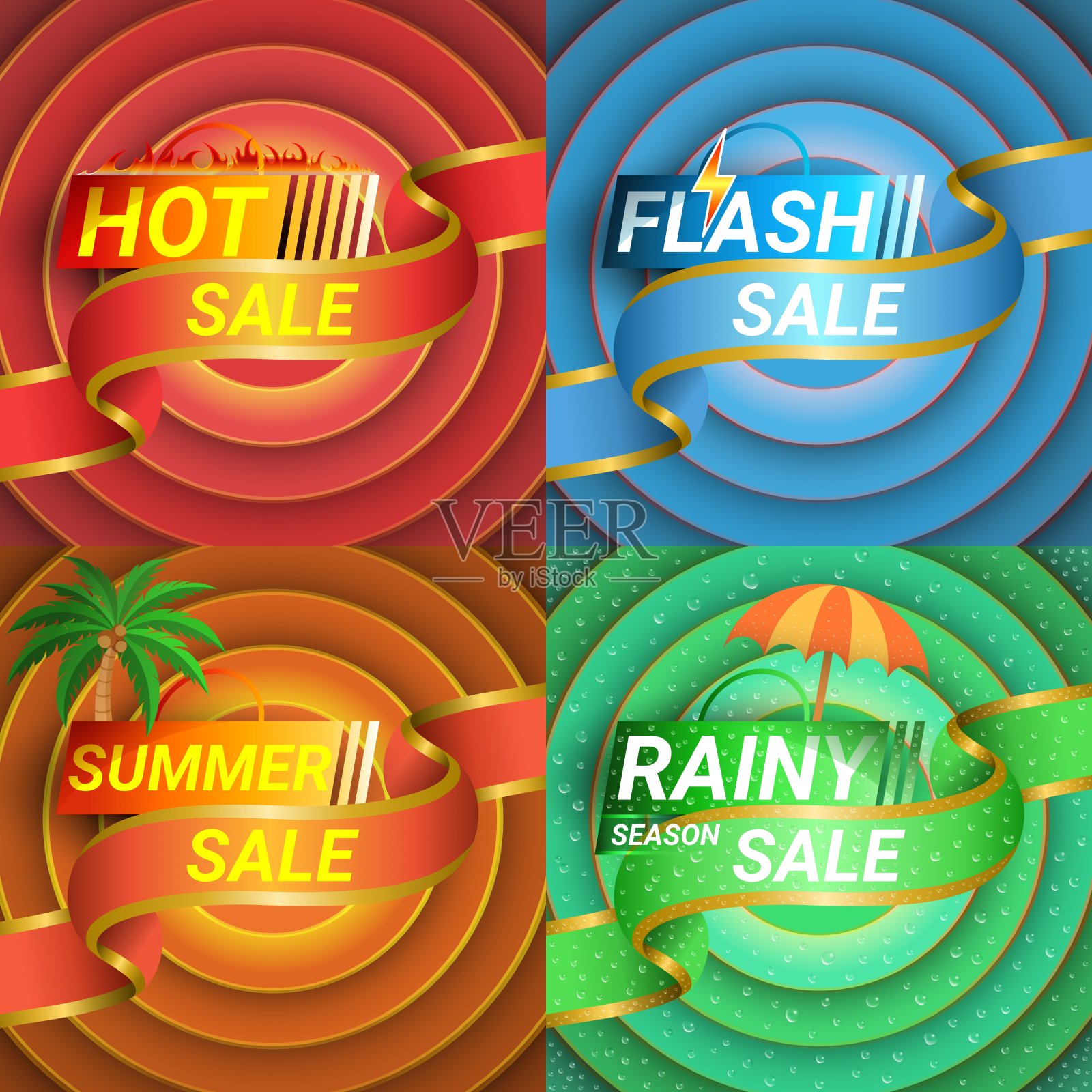 打折商品的广告。插画图片素材