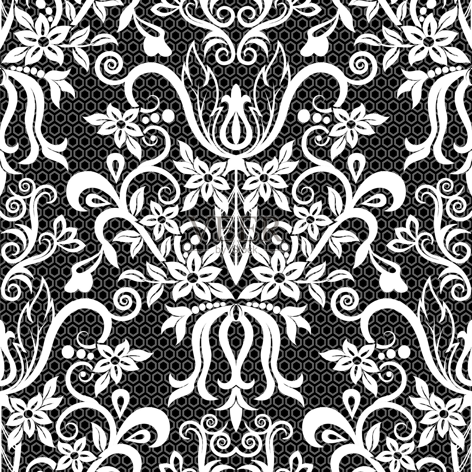 大马士革矢量图案。无缝复古壁纸或背景设计。插画图片素材