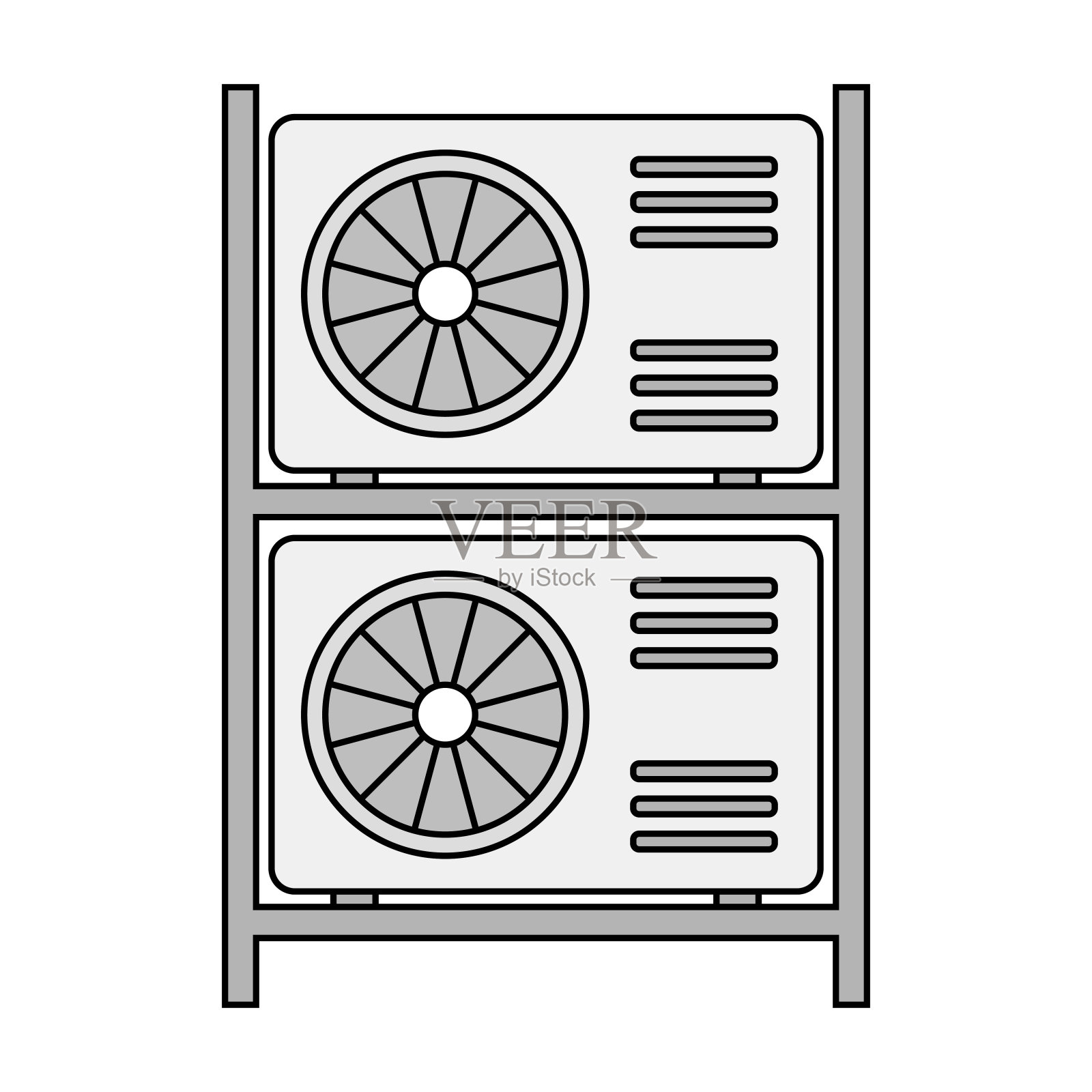 两个交流室外机图标。插画图片素材