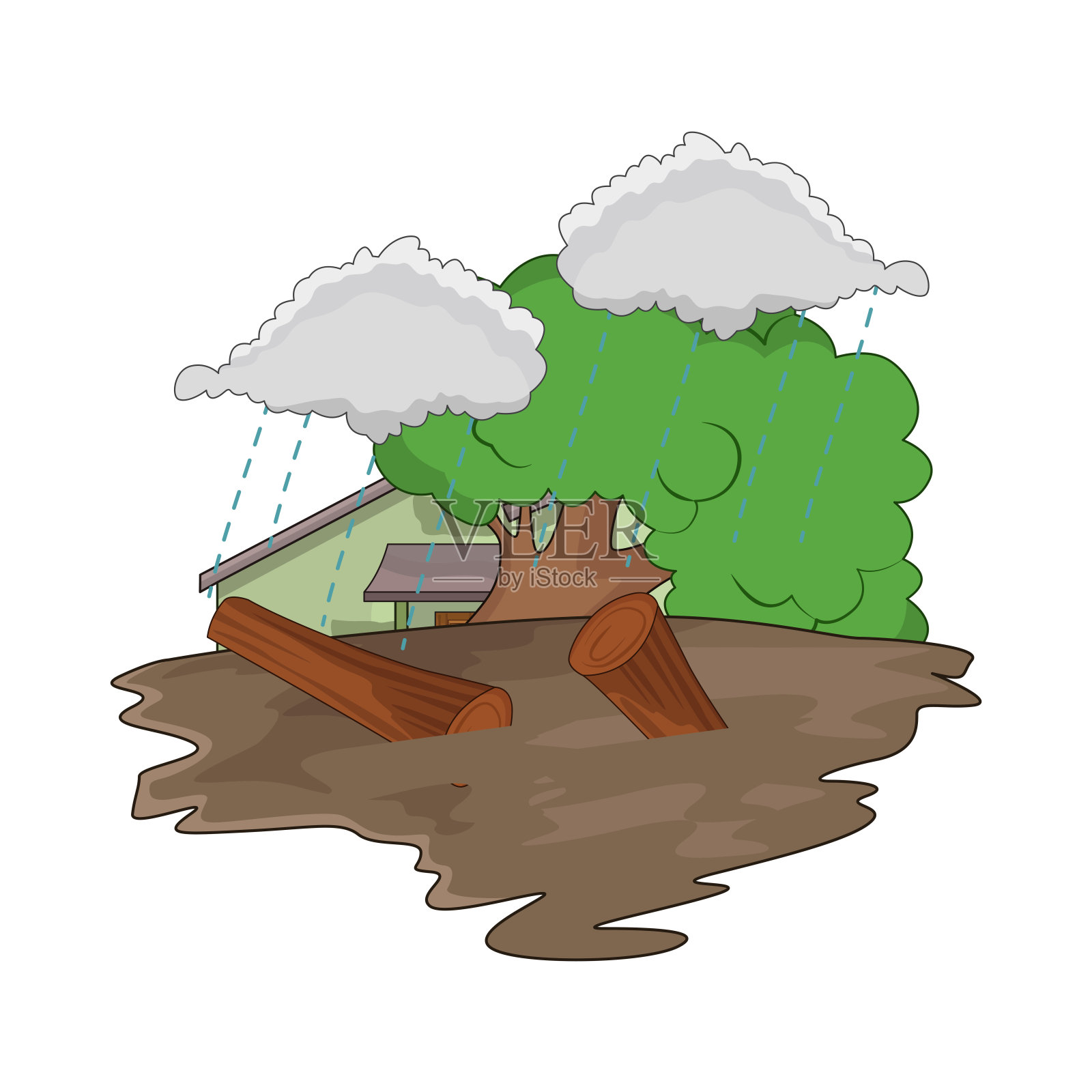 洪水插画图片素材