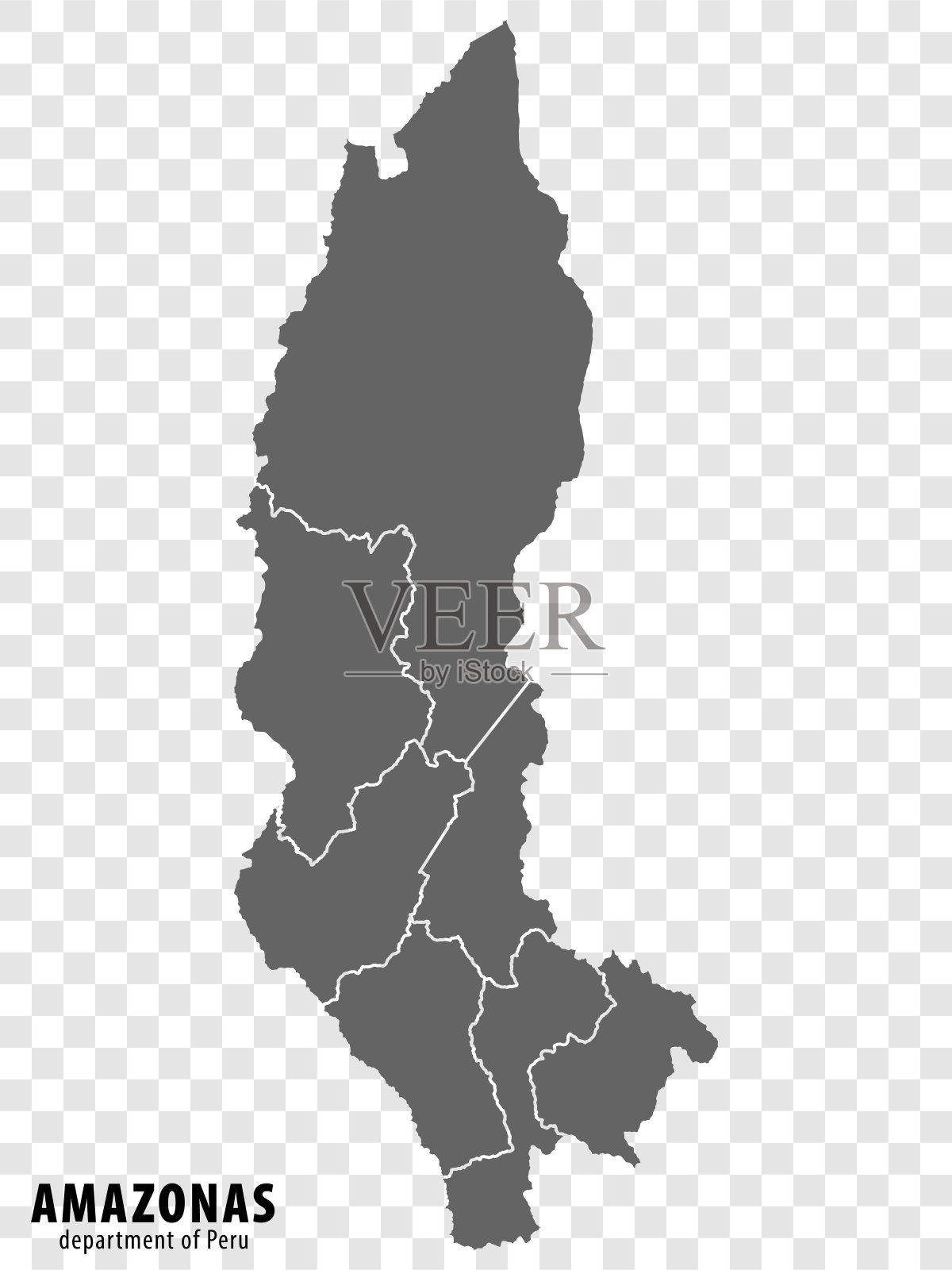 秘鲁亚马逊省空白地图。高质量的亚马逊地图部门与透明背景的地区为您的网站设计，标志，应用程序，用户界面。秘鲁共和国。EPS10。插画图片素材