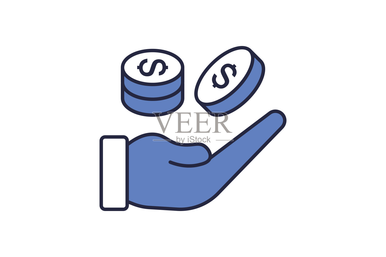 硬币图标。有关会计的图标。适用于网站、应用程序、用户界面、可打印等平面线条图标样式。简单的矢量设计可编辑插画图片素材