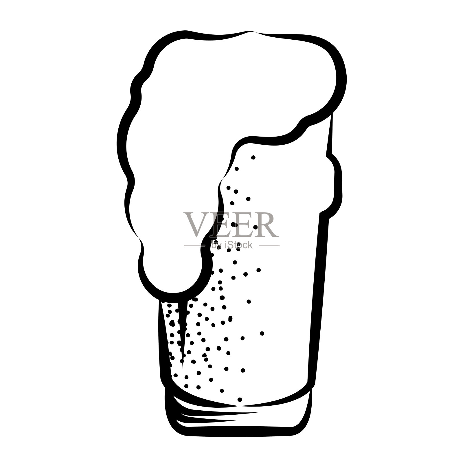 草图的啤酒杯与泡沫矢量插画图片素材