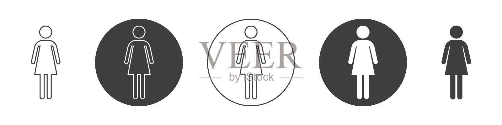 白色背景上的女人图标。插画图片素材