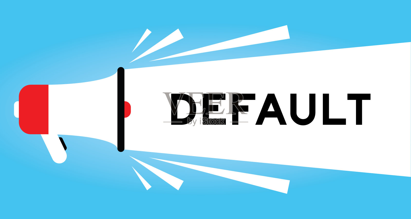 彩色扩音器图标与文字默认在白色横幅上的蓝色背景插画图片素材