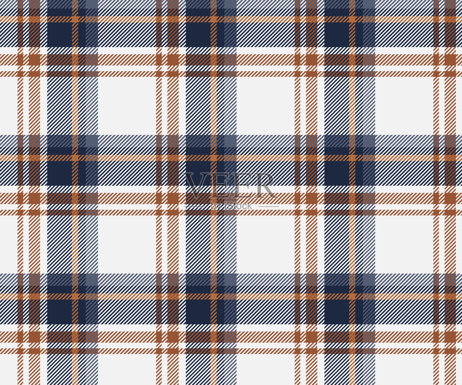 格纹织物图案，白色，蓝色，棕色，无缝用于纺织品和设计服装，裙子，裤子，围裙，桌布，毯子或装饰织物。矢量插图。插画图片素材