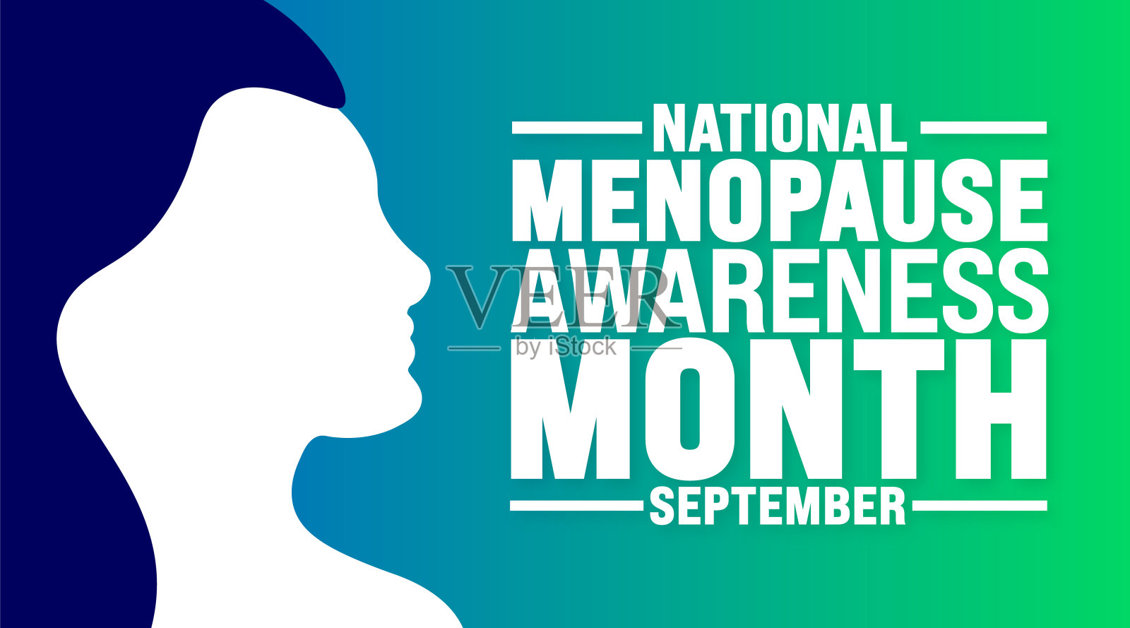 每年9月是全国更年期宣传月。节日的概念。模板的背景，横幅，卡片，海报，标语牌，设计模板独特的形状与标准的颜色。插画图片素材