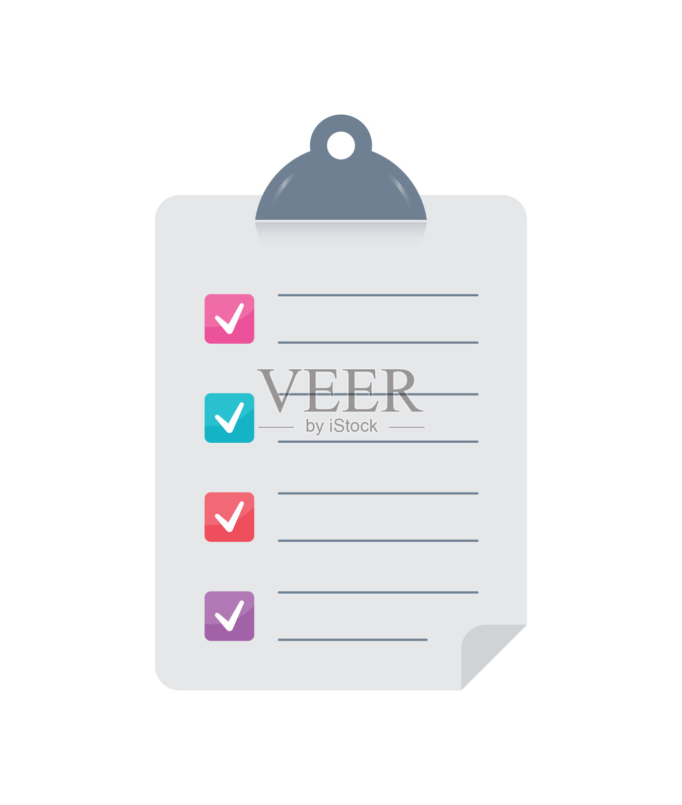 白色背景的笔记纸和夹子插画图片素材