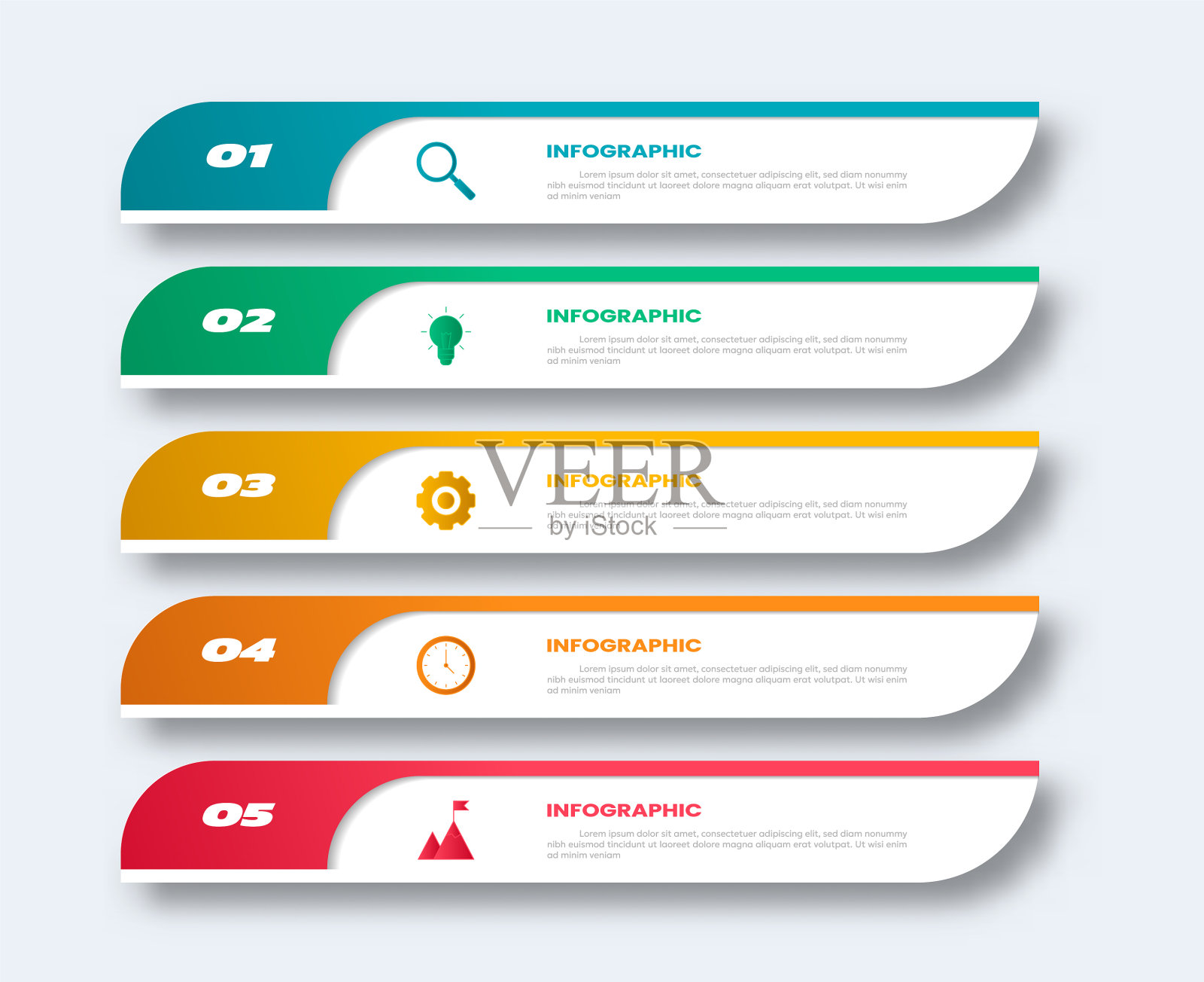 信息图模板与5个步骤或选项与图标。现代商业信息图表设计。插画图片素材